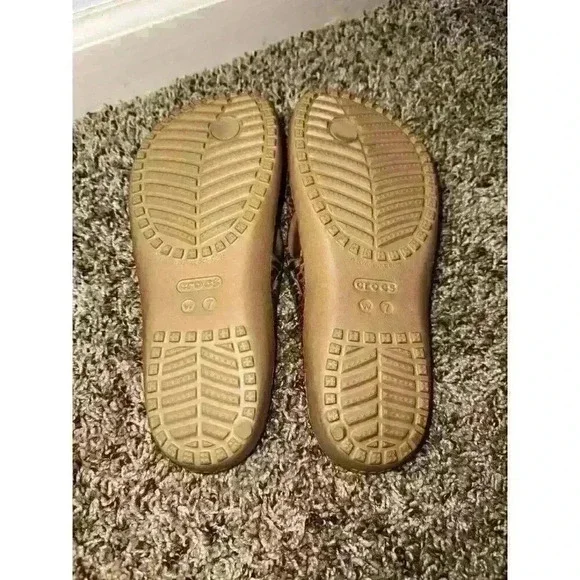 Crocs Kadee II Tan Leopard Print Slip On Flip Flop Thong Sandals Womens Size 7 W - Picture 4 of 4
